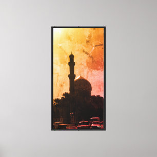Vintage Iraq Baghdad mosque taxis Canvas Print