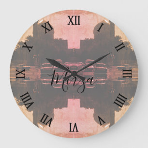 Vintage Iraq Baghdad mosque taxis Large Clock