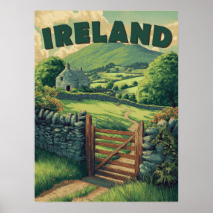 Vintage Ireland Countryside Poster