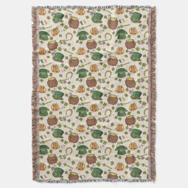 Vintage Ireland Icon Pattern Throw Blanket (Front Vertical)