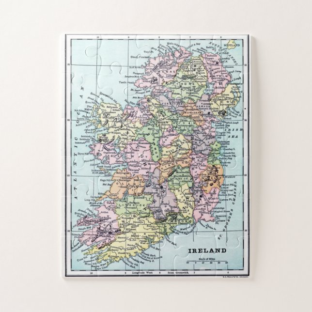 Vintage Ireland Map Jigsaw Puzzle (Vertical)