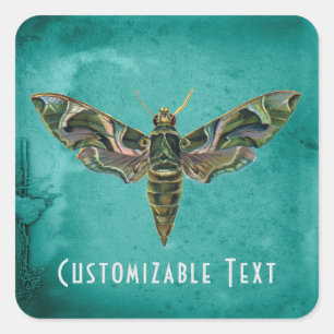 Vintage Iridescent Moth Customisable Square Sticker