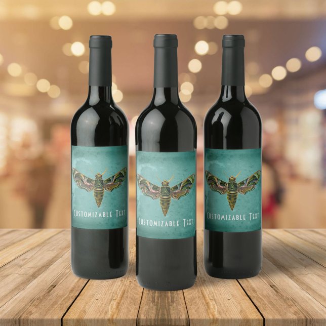 Vintage Iridescent Moth Customisable Wine Label (Creator Uploaded)