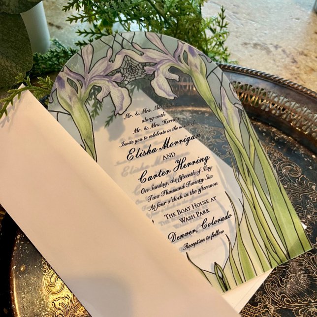Vintage Iris Stained Glass Effect Wedding  Acrylic Invitations (Creator Uploaded)