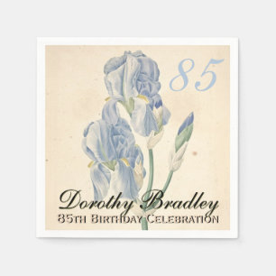 Vintage Irises 85th Birthday Party Paper Napkins
