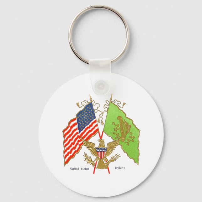 Vintage Irish American Flags Key Ring (Front)