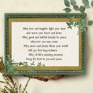 Vintage Irish Blessing & Clover in Ornate Frame Holiday Postcard