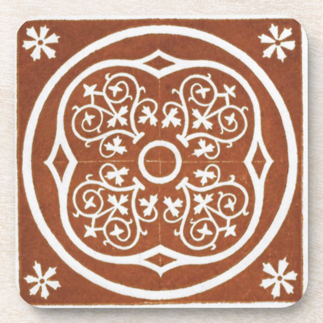 Vintage Irish Celtic Art Design Red Coaster (Front)