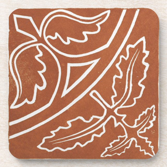 Vintage Irish Celtic Art Design Red Leaf Coaster (Front)