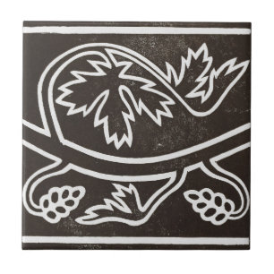 Vintage Irish Ceramic Art Design Black Ceramic Tile