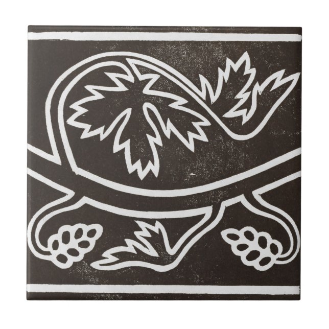 Vintage Irish Ceramic Art Design Black Tile (Front)