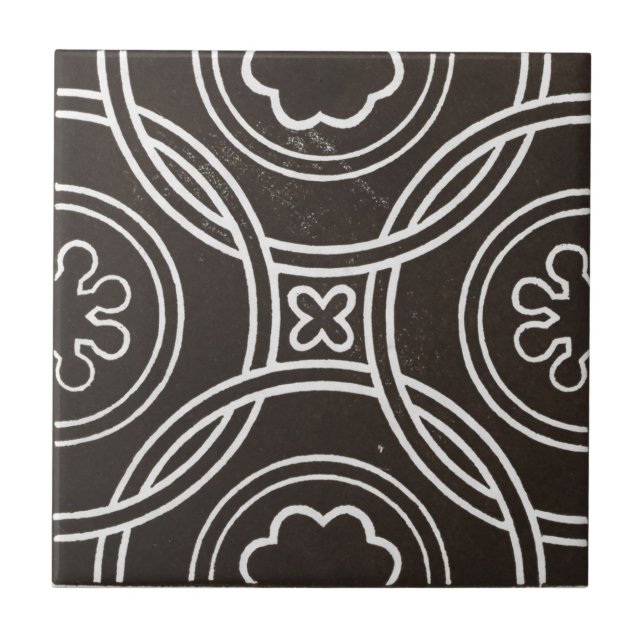 Vintage Irish Ceramic Art Design Black Tile (Front)