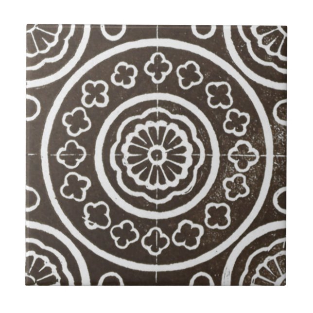 Vintage Irish Ceramic Art Design Black Tile (Front)