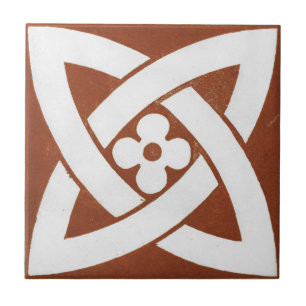 Vintage Irish Ceramic Art Design Red Celtic Tile