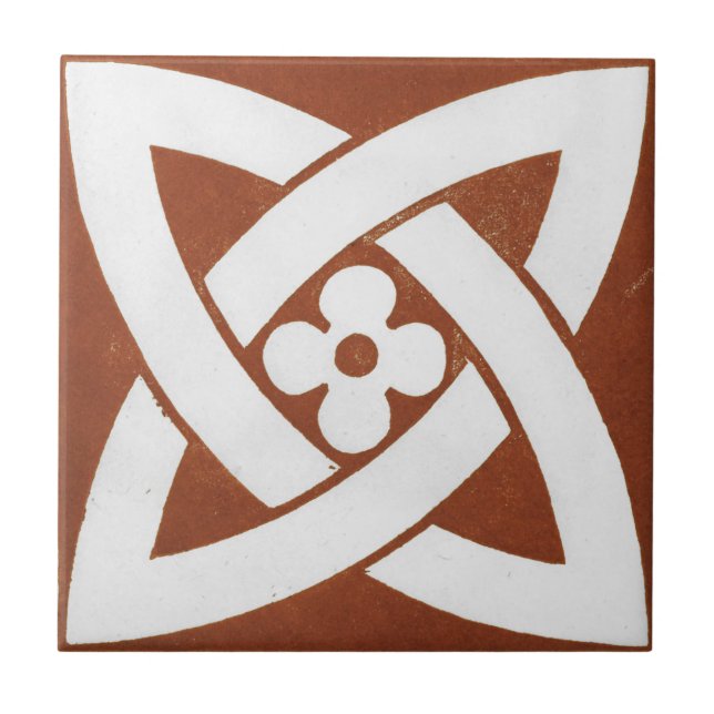 Vintage Irish Ceramic Art Design Red Celtic Tile (Front)
