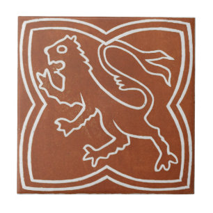 Vintage Irish Ceramic Art Design Red Lion Ceramic Tile