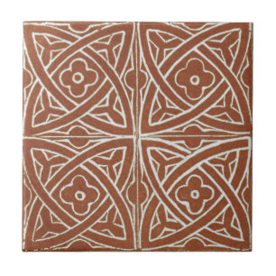 Vintage Irish Ceramic Art Design Red Tile