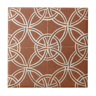 Vintage Irish Ceramic Art Design Red Tile