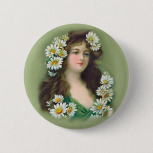 Vintage Irish Colleen 6 Cm Round Badge