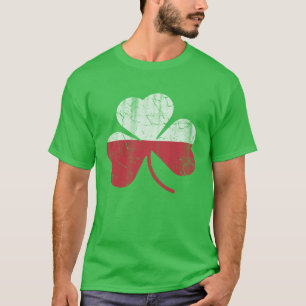 Vintage Irish Flag of Poland Shamrock Heritage T-Shirt