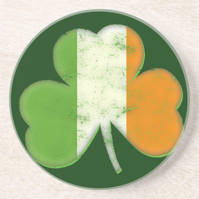 Vintage Irish Flag Shamrock Coaster (Front)