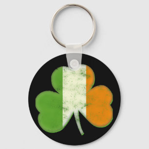 Vintage Irish Flag Shamrock Key Ring
