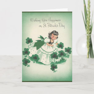 Vintage Irish Girl and Shamrocks St. Patrick's Day Card