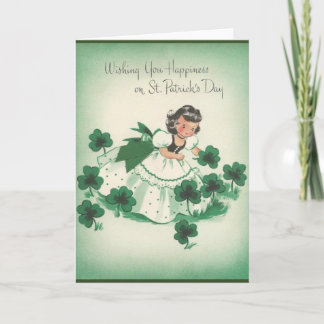 Vintage Irish Girl and Shamrocks St. Patrick's Day Card
