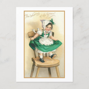 Vintage Irish Girl w/St. Patrick's Day Greeting Holiday Postcard