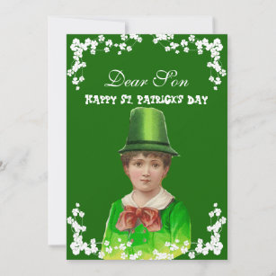 Vintage Irish Hat St. Patrick's Day Son/Grandson   Holiday Card