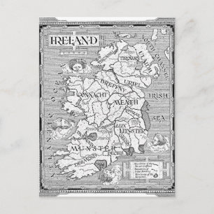 Vintage Irish Map Postcard