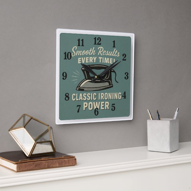 Vintage Ironing Retro Humour Square Wall Clock (Office)