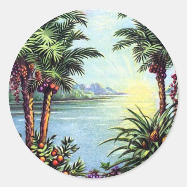 Vintage Island Classic Round Sticker (Front)