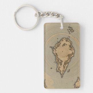 Vintage Island Map Antique Fantasy Cartography Key Ring
