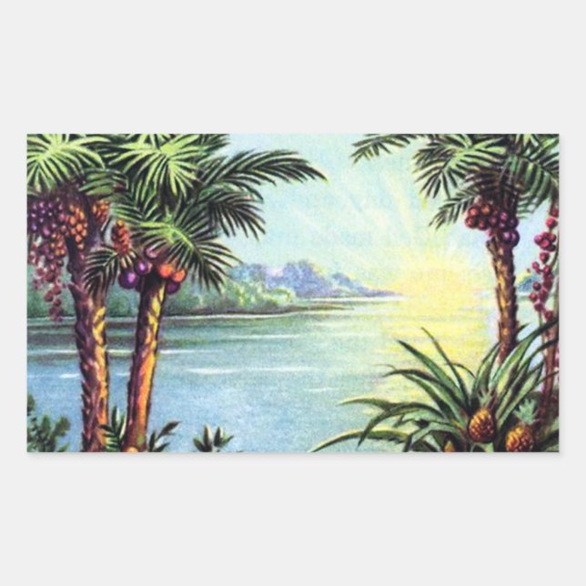 Vintage Island Rectangular Sticker (Front)