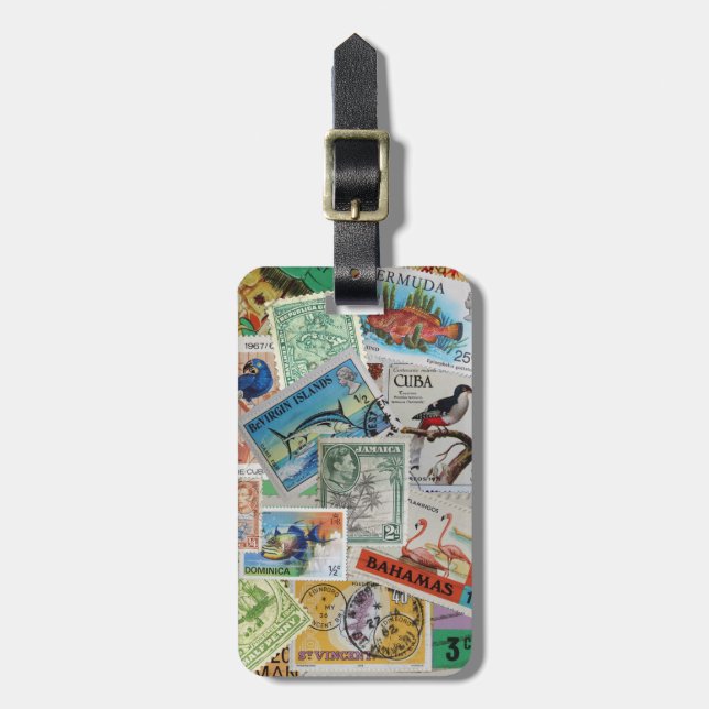 Vintage Island Stamps Bag Tag (Front Vertical)
