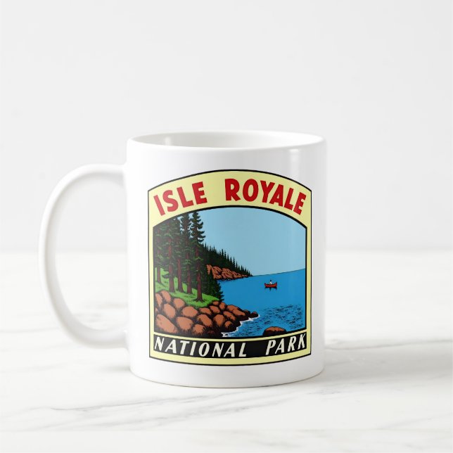 Vintage Isle Royal Nation Park Michigan  Coffee Mug (Left)