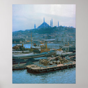 Vintage  Istanbul, Boats on the Bosphoros Poster