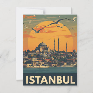 Vintage Istanbul Cityscape Postcard
