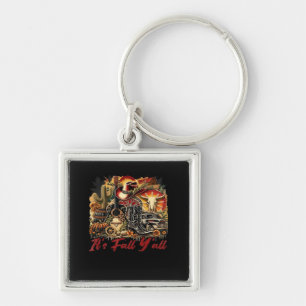 Vintage It’s Fall Y’all Cowgirl Boots Guitar Pumpk Key Ring