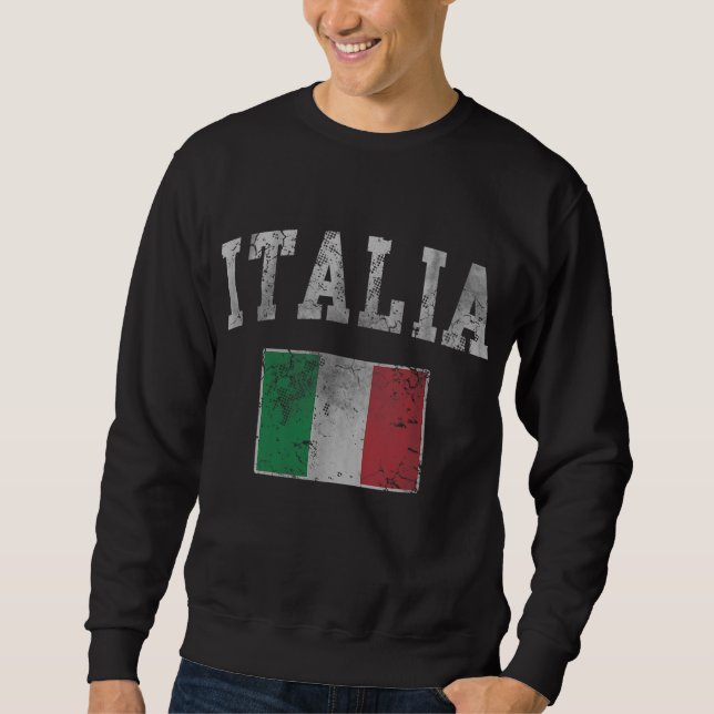 Vintage Italia Italian Flag Italy Italiano Sweatshirt (Front)