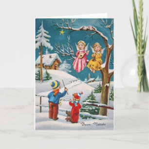 Vintage Italian Angel Musicians Christmas Card