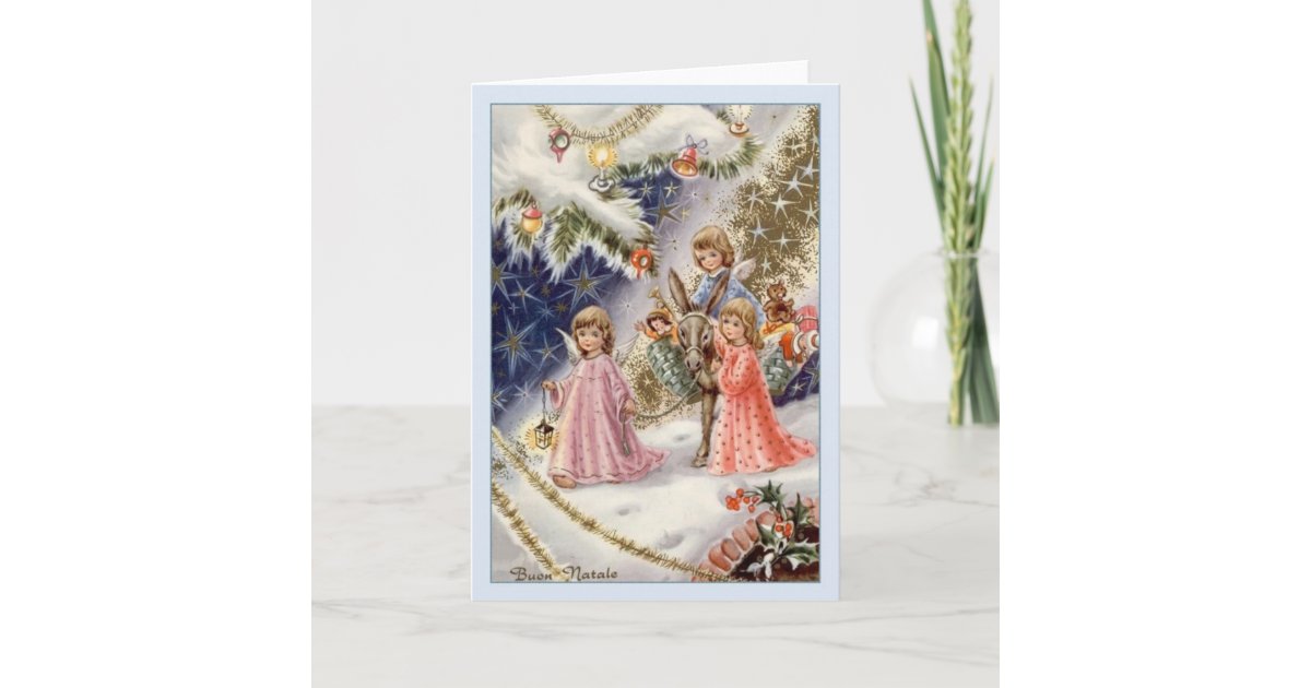 Buon Natale Vintage.Vintage Italian Angels Buon Natale Christmas Card Zazzle Com Au