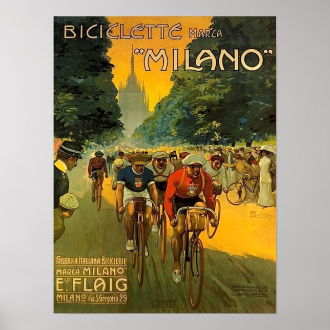 Vintage Italian Bicycle Ad Poster (Front)