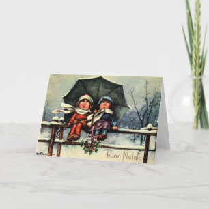 Vintage Italian Buon Natale Christmas Card