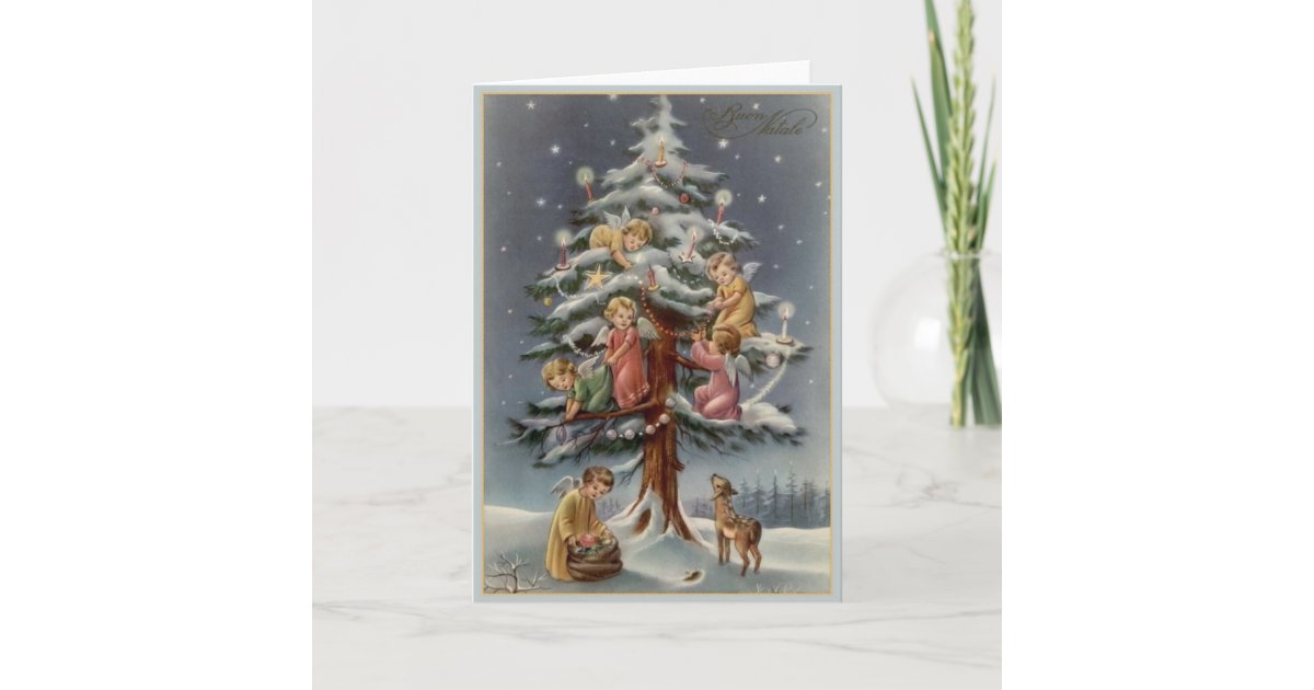 Buon Natale Vintage.Vintage Italian Buon Natale Christmas Card Zazzle Com Au