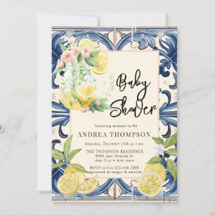Vintage Italian   Citrus Lemon   Baby Shower Invitation