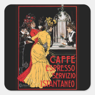 Vintage Italian Coffee espresso advertisement Square Sticker