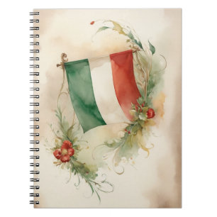 Vintage Italian Flag Watercolor Notebook