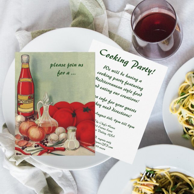 Vintage Italian Food, Cooking Party Invitation (Creator Uploaded)